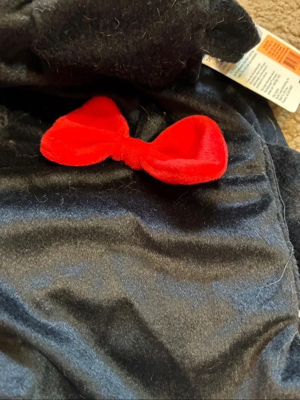 Top Paw Black Penguin Dog Costume with Red Bow and Orange Feet